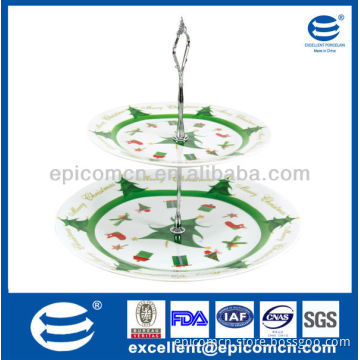 2 tiers innovative porcelain dessert decorator ceramic stand cake plate